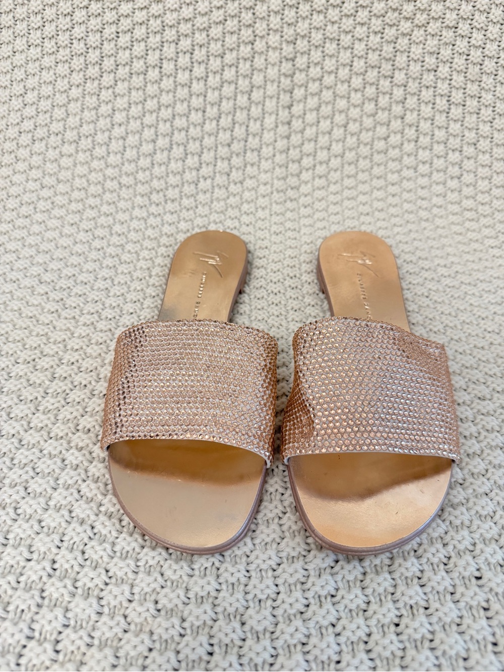 Giuseppe Zanotti Rose Gold Crystal Slide Sandals